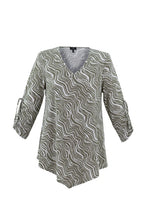 Load image into Gallery viewer, 7416- V Neck 3/4 Sleeve Print Top-Khaki-Marble