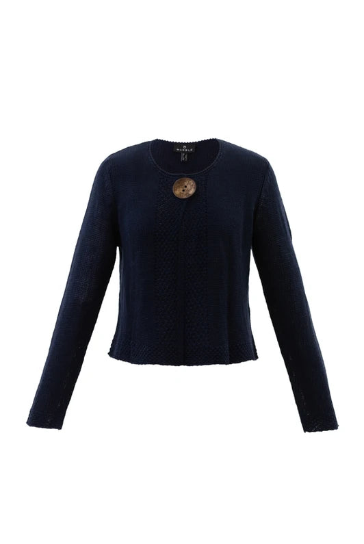 6515- Relaxed Fit Cardigan- Navy- Marble