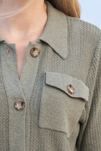 Load image into Gallery viewer, 7352- Knit Utility Cardigan- Khaki- Marble