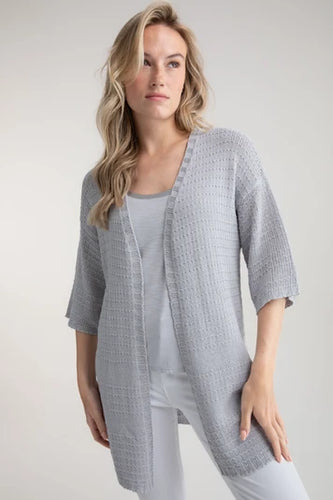 7814 - Drop Shoulder Cardigan - Silver - Marble