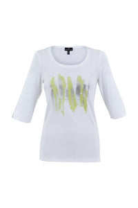 6928- Cotton 3/4 Sleeve Print T-Shirt- Marble