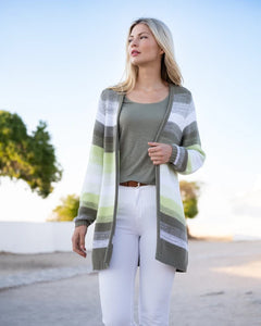 7447- Stripe Edge to Edge Cardigan- Marble