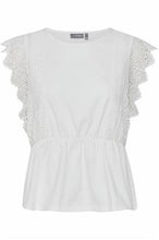 Load image into Gallery viewer, 2309- White Lace Detail Peplum Top - Fransa