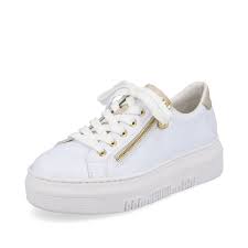 M1921-80 - White Side Zip Trainer w/ Gold Trim- Rieker