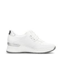 Load image into Gallery viewer, N4354- White/Silver Velcro Trainer- Rieker