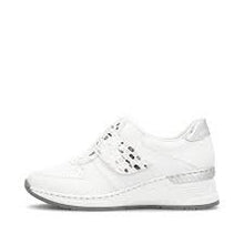 Load image into Gallery viewer, N4354- White/Silver Velcro Trainer- Rieker