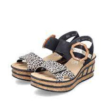 Load image into Gallery viewer, 68176- Leopard Print Wedge Sandal- Rieker