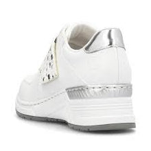 Load image into Gallery viewer, N4354- White/Silver Velcro Trainer- Rieker