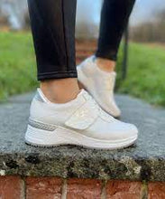 Load image into Gallery viewer, N4354- White/Silver Velcro Trainer- Rieker
