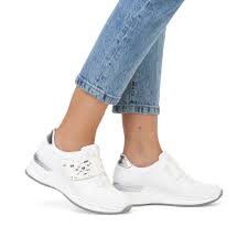 N4354- White/Silver Velcro Trainer- Rieker