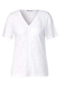 320004- White Linen Look Tshirt- Street One