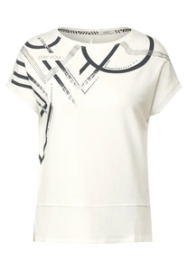 320226- White Printed T-shirt - Cecil