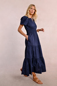 130- Cotton Navy Dress - Molly Bracken