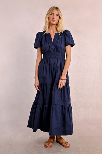 130- Cotton Navy Dress - Molly Bracken
