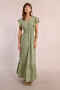 1163- Light Khaki Cotton Dress - Molly Bracken