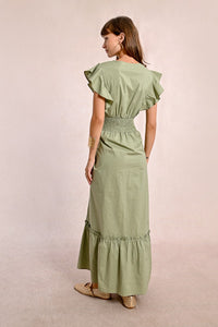 1163- Light Khaki Cotton Dress - Molly Bracken