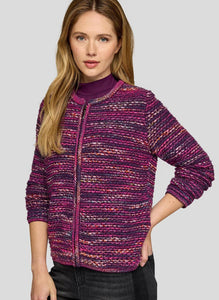 Purple Clouds Zip-Up Cardigan - Rabe