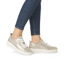 Load image into Gallery viewer, D1C03-60 - Light Gold Lace up Trainer - Remonte