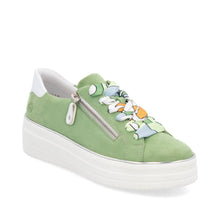 Load image into Gallery viewer, D1C06-52 - Suede Trainer with Colourful Lace - Green - Remonte