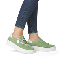 Load image into Gallery viewer, D1C06-52 - Suede Trainer with Colourful Lace - Green - Remonte