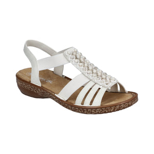 62809- Elasticated Off White Sandals- Rieker