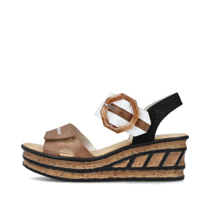 66176-24 - Brown Wedge Sandal with Buckle - Rieker