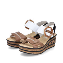 Load image into Gallery viewer, 66176-24 - Brown Wedge Sandal with Buckle - Rieker