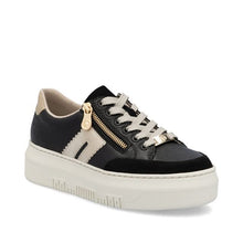 Load image into Gallery viewer, M1912-00 - Black/Gold Platform Sneaker - Rieker