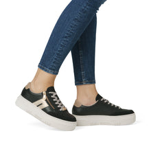 Load image into Gallery viewer, M1912-00 - Black/Gold Platform Sneaker - Rieker