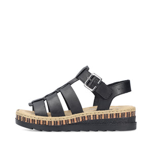 V7904-00  - Balck Strap Sandal - Rieker