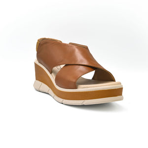 1040- Wedge Cross Strap Sandal- Tan- Valerias
