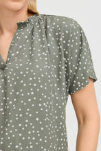 Load image into Gallery viewer, 3491- Green Polka Dot Blouse - Fransa