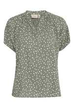 Load image into Gallery viewer, 3491- Green Polka Dot Blouse - Fransa