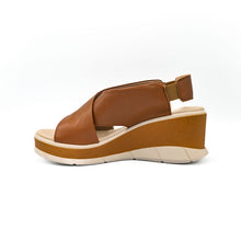 Load image into Gallery viewer, 1040- Wedge Cross Strap Sandal- Tan- Valerias