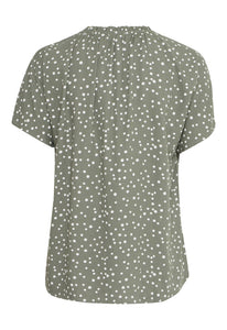 3491- Green Polka Dot Blouse - Fransa