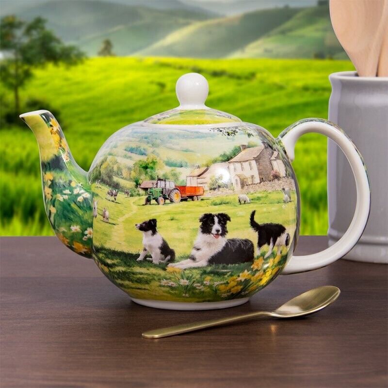 Collie & Sheep Fine China Tea Pot