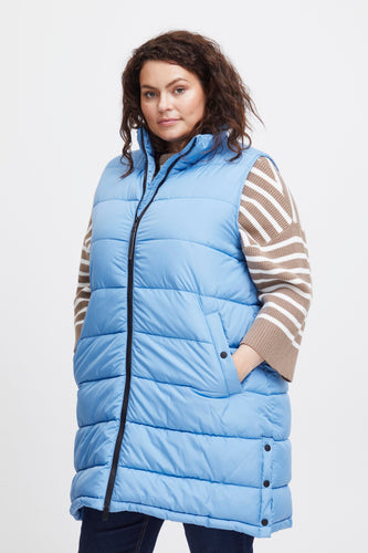 2397- Longline Gilet- Silver Lake Blus- Fransa Plus