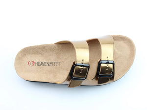 Totnes Double Buckle Slider- Old Gold- Heavenly Feet