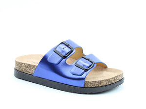 Totnes Double Buckle Slider- Blue- Heavenly Feet