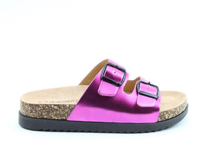 Totnes Double Buckle Slider- Fuchsia- Heavenly Feet