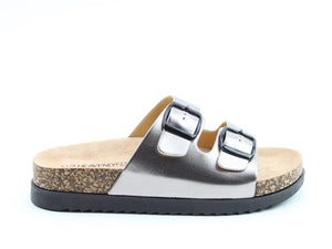 Totnes Double Buckle Slider- Platinum- Heavenly Feet