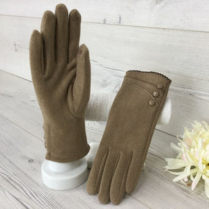 162-Button Detail Gloves- Taupe