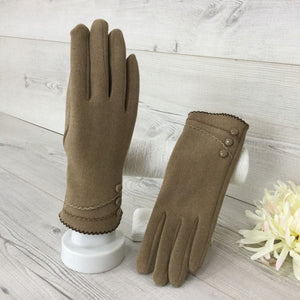 162-Button Detail Gloves- Taupe