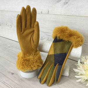 160- Tartan Gloves-Mustard