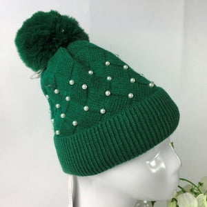 033-PomPom Pearl Hat-Green