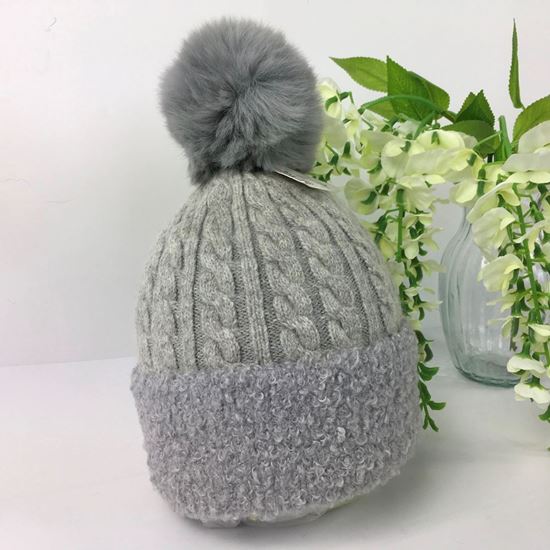 036-PomPom Hat-Grey