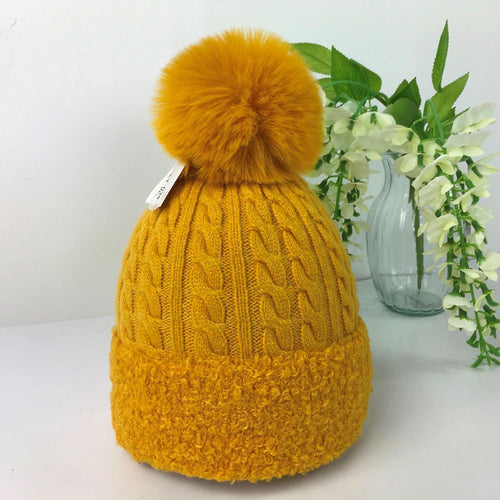 036-PomPom Hat-Mustard