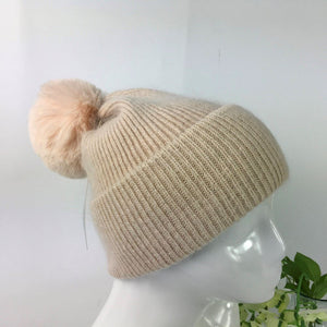 040-PomPom Hat- Beige