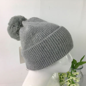 040-PomPom Hat- Grey