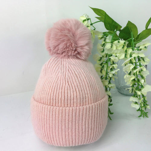 040-PomPom Hat-Pink